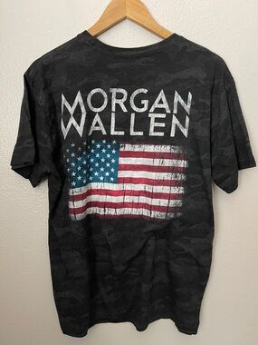 Morgan Wallen camouflage American flag 2024 one night at a time tee L